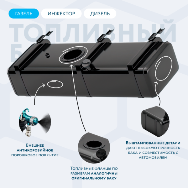 Бензобак 100 литров Газель инжектор / дизель